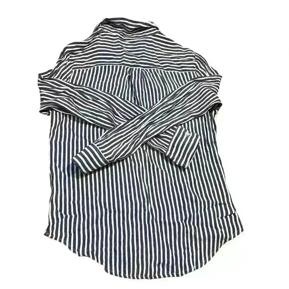 By Together Long Sleeve Button Down Blouse Size Small Rayon Stripe Lightweight - Picture 2 of 6